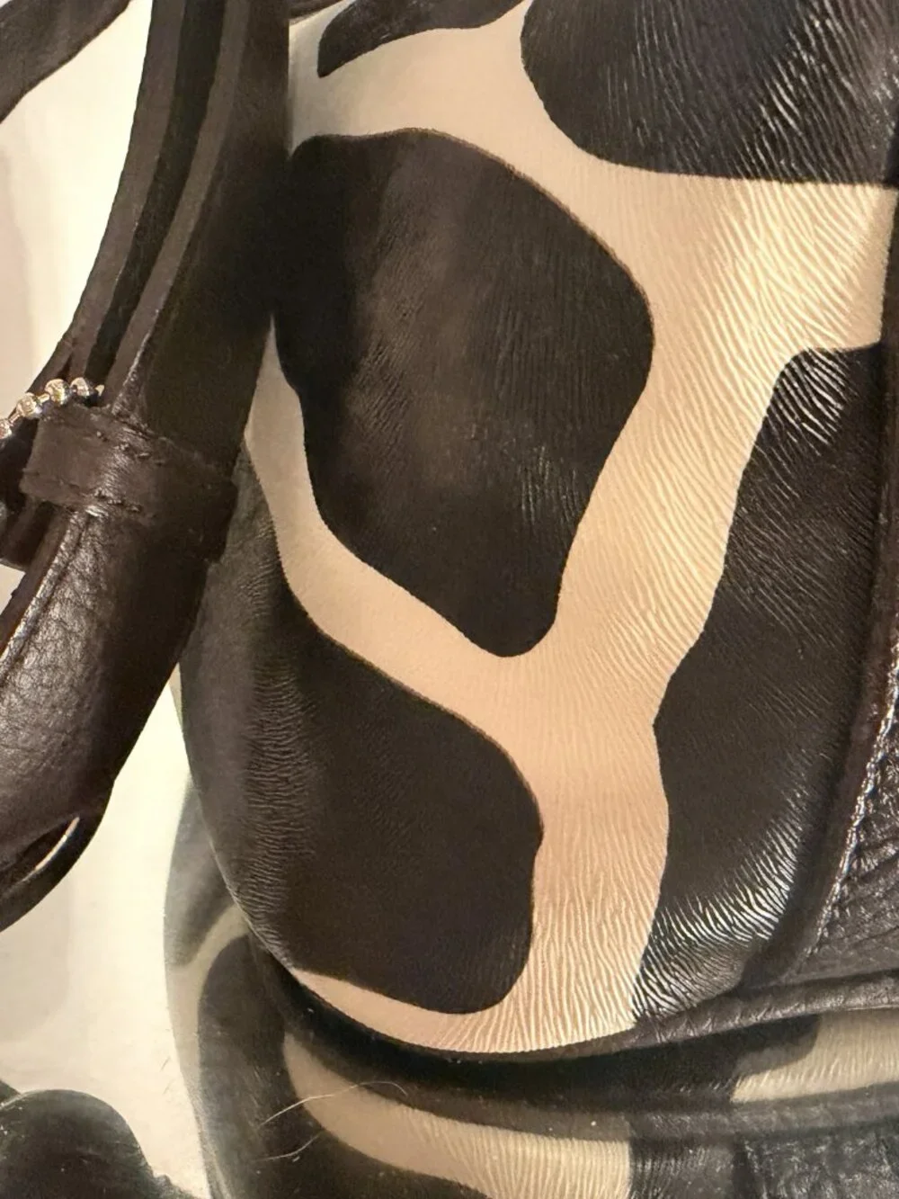 Dooney & Bourke Giraffe Print Hobo Shoulder Bag Brown Cream